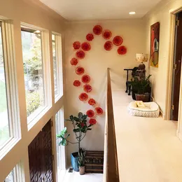 Współczesna ręcznie dmuchana lampa czerwona kolorowe szklane płyty montowane domowe kinkiety dekoracyjne ściany 8 do 14 cali