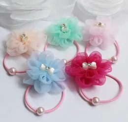 Hårtillbehör Mode Barnens Tiara Söt Organza Blommor Härlig Baby Hårstol Tjej Rope Barn Huvudbonad Acessorio de Cabelo T