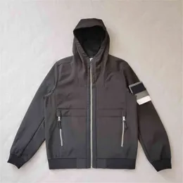 남자 코트 후드 재킷 캐주얼 패션 디자인 소프트 쉘 재킷 야외 스포츠 조깅 여성 코트 간단한 자수 배지