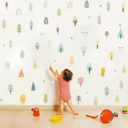Wall Stickers Tree Sticker Nordic Saplings Forest Woodland Pine for Kindergarten Barnens sovrum dekoration DIY Heminredning