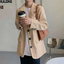 Spring Retro Long Sleeve Loose Corduroy Blazer Jacket With Pockets Korea Women Suit Jacet Coats Outwear Drop 210514