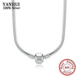 45-60cm 925 Sterling Silver Snake Chain Halsband Passande hängen Pärlor Charms DIY Smycken Halsband Tillbehör