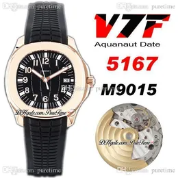 2021 V7F 5167 Miyota 8215 Automatic Mens Watch Rose Gold Black Texture Dial Rubber Strap Date PTPP Puretime PE203e5
