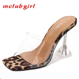 Mclubgirl Fish Toe Low Open Toe Pantofole Trasparenti Rinfrescanti Comodi Sandali con tacco alto di grandi dimensioni per le donne WZ-9720-5 210624