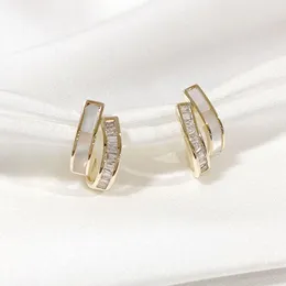Stud 925 Silber Überzogene Mode Kristall Doppelt Gebogene Ohrringe Damen Boucles D'oreilles Hochzeit Schmuck Mädchen Ohrringe