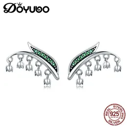 Stud Doyubo Vintage Brincos de prata reais femininos verdes de zircônia cúbica de zircônia de greve de greve de moda jóias de moda aff030