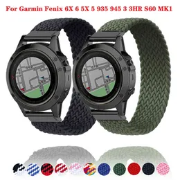 22 26mm Braided Solo Loop Nylon Quick Release Watch Strap for Garmin Fenix 6 6x Pro 5x 5 Plus 3hr 935 945 S60 Silicone Watchband H0915