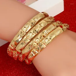 Brazaletes de oro de Dubái para mujeres y hombres, pulseras de 8MM de ancho de Color, brazalete de joyería africano europeo de Etiopía