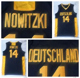 Mens Dirk Nowitzki # 14 Deutschland 팀 독일 농구 유니폼 빈티지 스티치 셔츠 S-XXL
