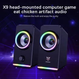 X6 1 par USB RGB desktop alto-falantes laptop jogo de computador loudspeaker Subwoofer com fio com 3,5 mm de áudio Jack Novo