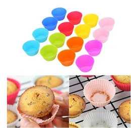 7cm Silicone Muffin Cupcake Moulds cake cup Round shape Bakeware Maker Baking Mold Colorful Tray Liner Molds