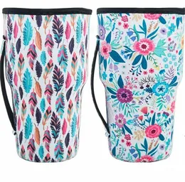 Home Drinkware Handle 31 Design Print 30oz wiederverwendbare Eiskaffeetassen-Hülle Neopren-isolierte Hüllen Halter Hülle Taschen Beutel RRD8925