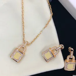 Colar de ouro e brincos para mulheres letra l colar pingente luxo designers designer jóias esperança brincos de pérola com caixa d2109072z