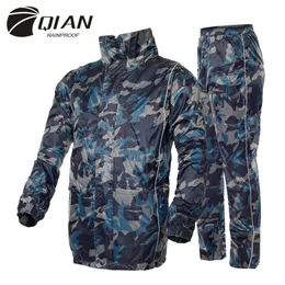 QIAN RAINPROOF Professional Adult Outdoor Raincoat Thicker Heavy Water Gear Fashionable Sportswear Waterproof Rainsuit 210320