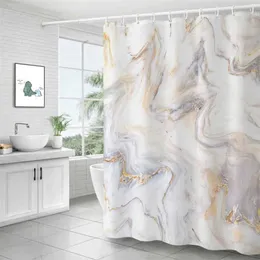 マーブルリップルシャワーカーテン抽象的な縞模様の防水バスカーテン浴室の装飾モダンな高級バスルームカーテン211116