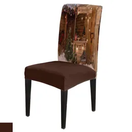 椅子は木製の家のクリスマスツリーベルデコレーションカバーダイニングルームテーブルチェアキッチンテーブルクロス