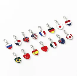 13 Countries Flag Keychain DIY Alloy Heart keychains Gift Favor Car Foreign Affairs Gifts National Independence Day Flags Key Chai