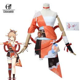 Rolecos Game Genshin Impact Yoimiya Cosplay Costume Yoimiya Cosplay Role Plack Costume For Women Stroje Full Set Y0903