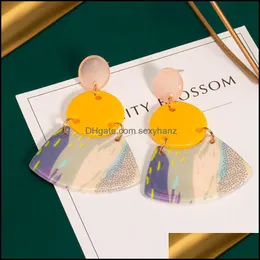 Charm Earrings Jewelry Korean Statement For Women Yellow Cute Arcylic Geometric Dangle Drop Gold Earing Brincos 2021 Fashion Delivery G59Cz