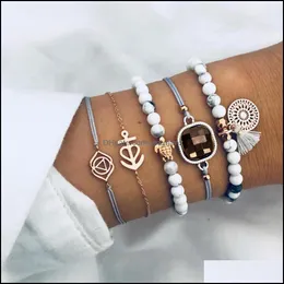 Charmarmband smycken s1775 mode armband set ankare geometriska sköldpaddspärlor kedja 5 st/set drop leverans 2021 cmmu0