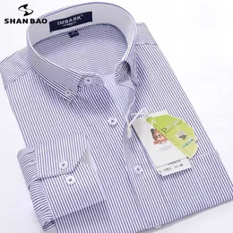 Shan Bao Classic Striped Men's Business Casual Långärmad tröja Märke Kläder Gentleman Elegant Bröllopsfest Lös tröja 210628