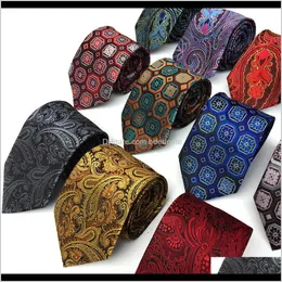 Moda Aessories Damla Teslimat 2021 Mantieqingway Polyester Ipek Çizgili Paisley Boyun Kravat 8 CM Sıska Kravatlar Düğün Iş Bağları Benim için