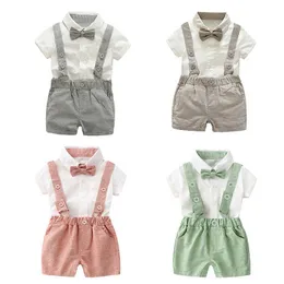 الصيف نمط طفل رضيع الملابس مجموعة ملابس الوليد الرضع 2 قطع قصيرة الأكمام تي شيرت + الحمالات شهم دعوى G1023