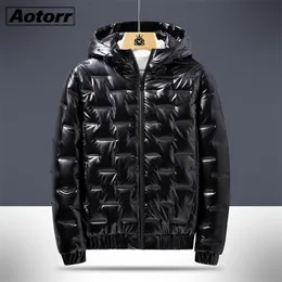 Winter Men's Hooded Parkas Windbreaker Fashion Thermal Coats Mens Thick Warm Glossy Black Jackets Brand Outwear Men Clothing 6XL 210818