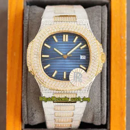 Eternity Jewelry Watches RRF 5719 V2アップグレードバージョンCAL.324自動5711ブルーダイヤルアイスアウトメンズウォッチダイヤモンドケースゴールドシルバーダイヤモンドブレスレット7118