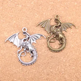 18st Antik Silver Bronze Plated Winged Dragon Mythology Charms Pendant DIY Halsband Armband Bangle Fynd 43 * 46mm