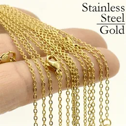 50 Stück x Anlauffreie Edelstahl-Halskette Gold, 16/18/20/22/24/30 Zoll Gold Rolo Chain Kabelhalskette für Damen Herren 220218