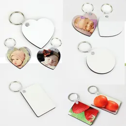 Sublimation Blank Keychain MDF Square Party Favor Wooden Pendant Thermal Transfer Key Ring White DIY Gift