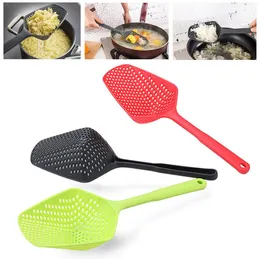 Plastskovlar Vegetabilisk silkes Scoop Spoon Large Colander Soup Filter Pasta Värmebeständiga silverktyg Sn5267