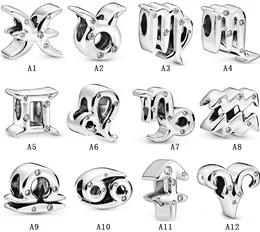 Passend für Pandora-Sterlingsilber-Armband, Junge, Mädchen, neue helle Zwölf-Monats-Sternbild-Perlen, Perlen-Charms für europäische Schlangen-Charm-Kette, modischer DIY-Schmuck