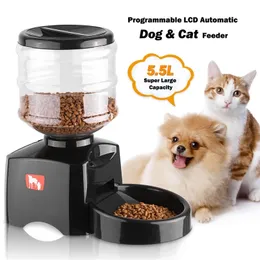 Alimentatore automatico per animali domestici da 5,5 litri Alimentatore vocale per gatto Ciotola per cani Distributore di cibo secco elettrico Alimentazione per piatti 24 ore Timer Forniture per animali Y200922