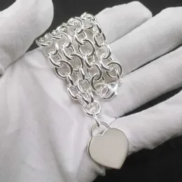S Sterling Silber Dick für Frauen Klassische herzförmige Anhänger Charm Kette Halsketten Marke Halskette Return Love Designer Schmuck T Geschenk