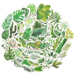 Pack of 60ps Green Plant Monstera Banana Leaf Stickers För Bagage Skateboard Notebook Hjälm Vattenflaska Bil Dekaler Kids Presenter