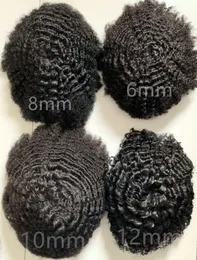 Mens Wig 4mm Afro Kinky Curl Full Lace Toupee Male Unit Indian Virgin Remy Human Hair Replacement for Black Men Express Delivery