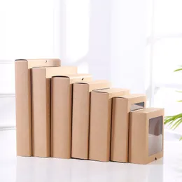 Black Kraft Paper Drawer Box med PVC Window Phone Fase Packaging Present Packing Paper Box LX5427