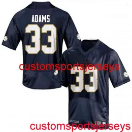 Stitched Men's Women Youth # 33 Josh Adams Notre Dame 2020 NCAA Football Jersey Navy Anpassat något namn nummer XS-5XL 6XL
