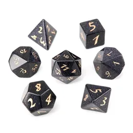 Synthese Blauer Sand Lose Edelsteine Gravieren Dungeons And Dragons Spiel-Zahlen-Würfel Maßgeschneidertes Stein-Rollenspiel Polyedersteine Würfelset Ornament Großhandel