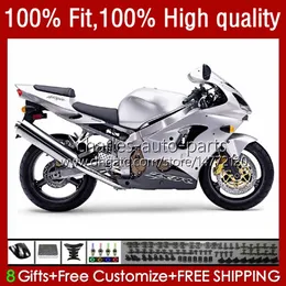 Wtryskiwacze Marynki do Kawasaki Ninja ZX 9R 900 CC połysk Silver ZX9 9 R 98-03 Zestaw nadwoziowy 25NO.30 ZX900 ZX9R 00 01 03 ZX-9R ZX-900 900CC 2000 2001 2002 2003 OEM Bodys