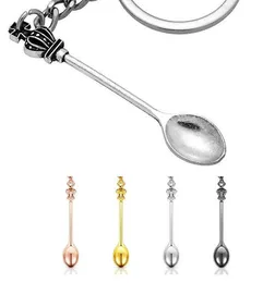 crown teapot Smoking Accessories Keychain Dab Dabber Snuff Snorter Sniffer Powder Spoon Wax Scoop 4 Color 2 styles For Hookah Shisha Bong Pipe Tools