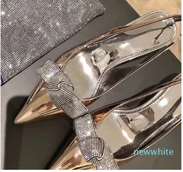 buty ślubne dla nowożeńców metalowa skóra lakierowana z kryształową muszką kotek obcasy buty markowe czółenka srebrne złote 6cm rozmiar 34 do 40