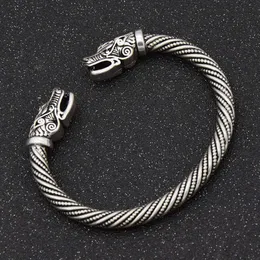 Wolf Head Armband Viking Armband Tonåring Indiska Smycken Tillbehör Män Armband Manschett Armband Kvinnor Bangles Rostfritt Stål Q0719