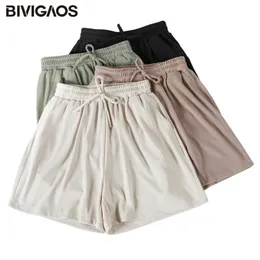 BIVIGAOS Summer Sweet Shorts Donna Coulisse Casual Allentato Gamba Larga Ladies Lungewear 210724