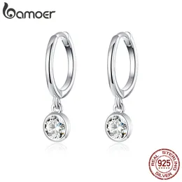 925 Sterling Silver Clear CZ Waterdrop Hoop Kolczyki Dla Kobiet Wedding Engagement Instrukcja Luksusowa Biżuteria SCE830