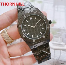 有名なデザイナーの男性スケルトンダイヤルウォッチ42mmクォーツムーブメントクラシック42mmフルステンレススチールストラップ最高品質の腕時計サファイアスーパーオス時計ストップウォッチ