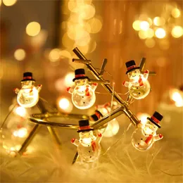 Strängar LED Flocos de Neve Boneco String Luzes Fadas Guirleda Natal Papai Noel Decoraes Para Festa Em Casa