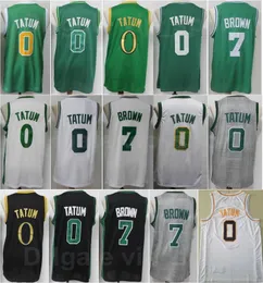 Men Basketball Jaylen Brown Jersey 7 Jayson Tatum 0 Home Black Green White Grey Blue Team Color College For Sport Fans Pure Cotton Breathable Top Quality On Sale